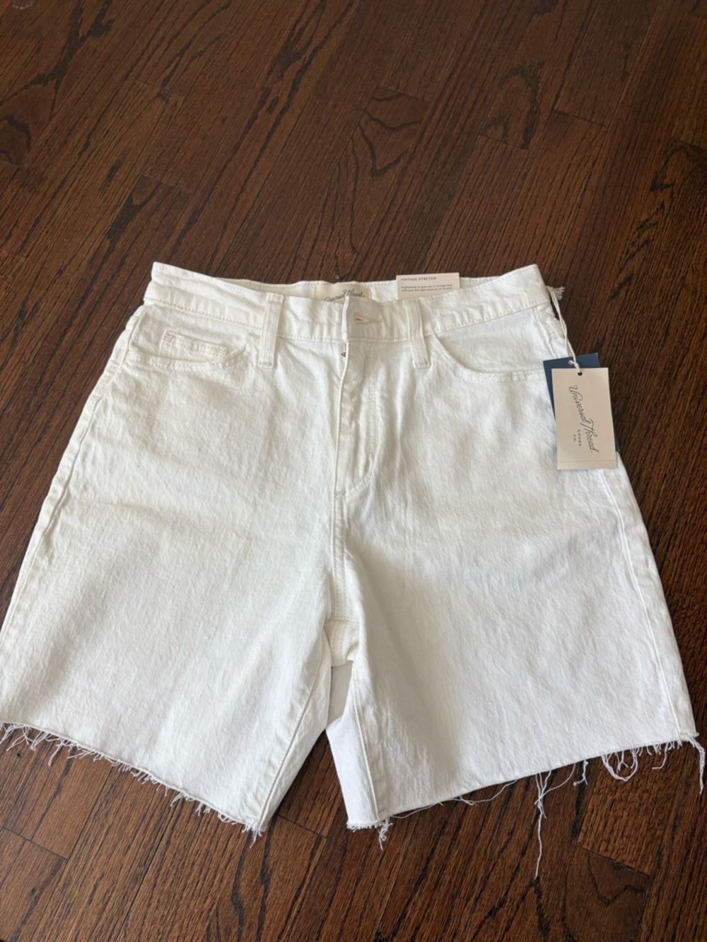 a new day White High-Rise Frayed-Hem Denim Shorts